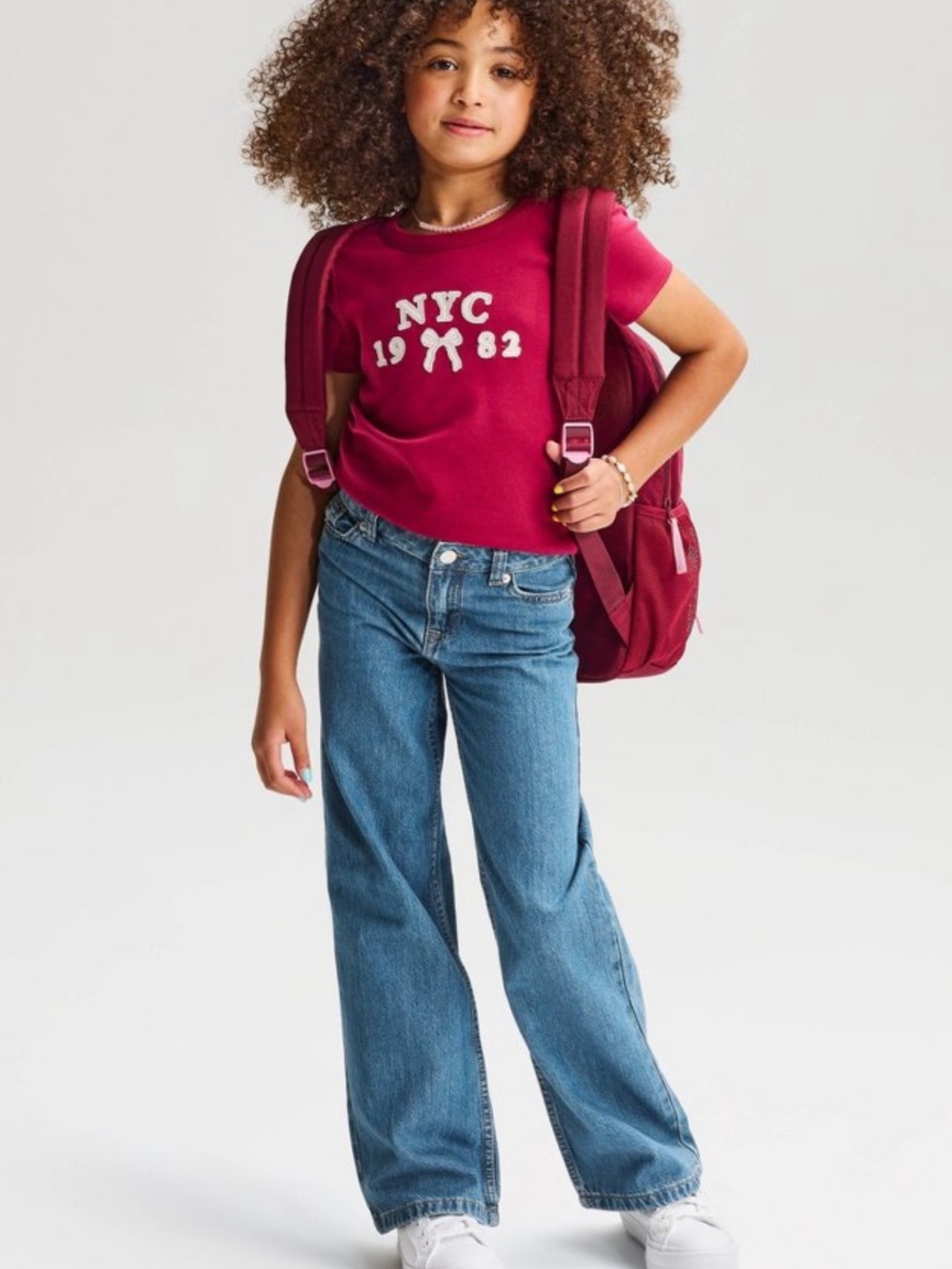 Cat & Jack Girls' Wide-Leg Jeans in Light Blue